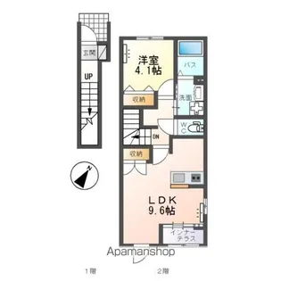 (仮)スターテラスⅡ下岡本町アパート【2階】の間取り